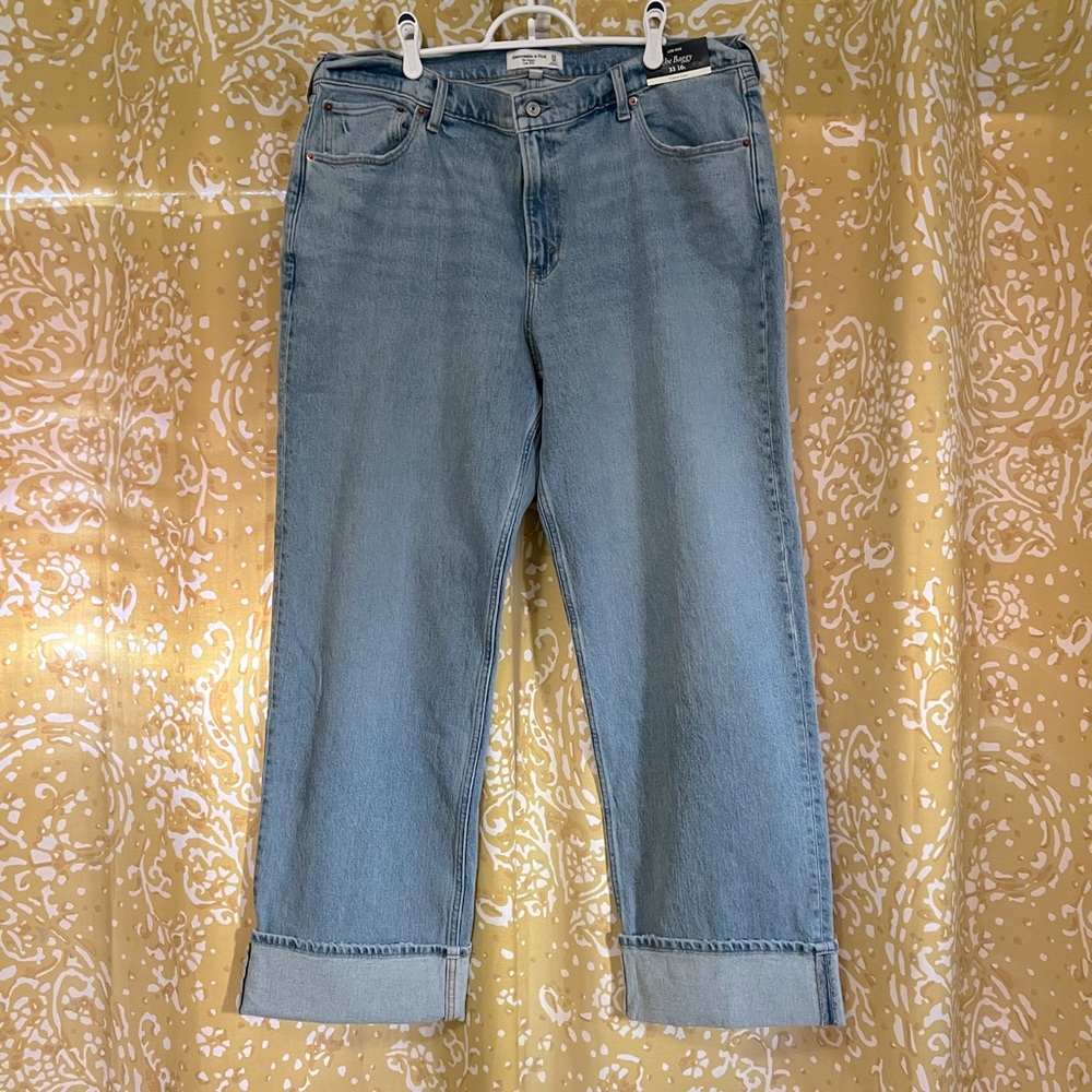 Abercrombie jeans. Light wash baggy jeans with a cuffed hem.